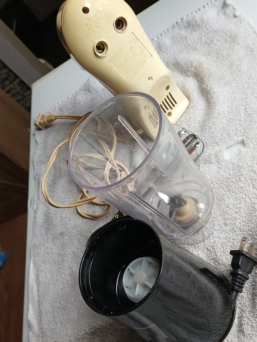 Vintage Electric Hand Mixer And Small Blender - Cream and Black